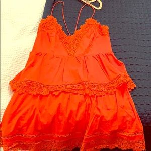 Orange strap layered dress